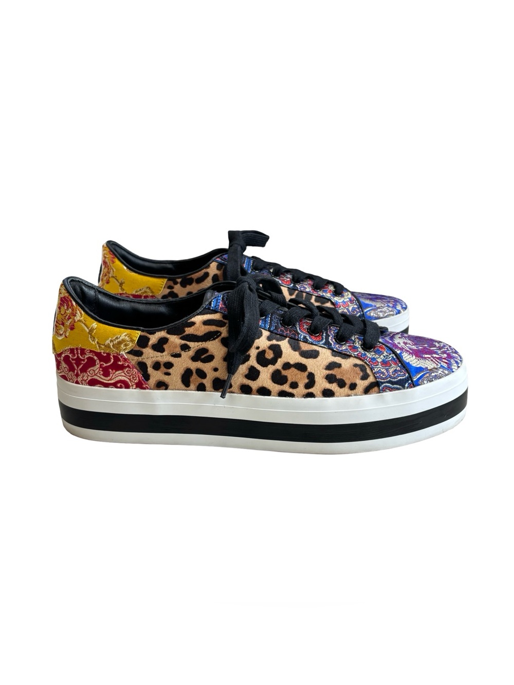 Alice + Olivia‎ Ezra Platform Sneakers Leopard Brocade Multi Size 10 EU 40
